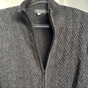 IBEX Cable Knit Zip-up Cardigan in Charcoal Gray Women Size Small